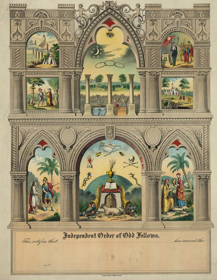 A lithograph from the Independent Order of Odd fellows.